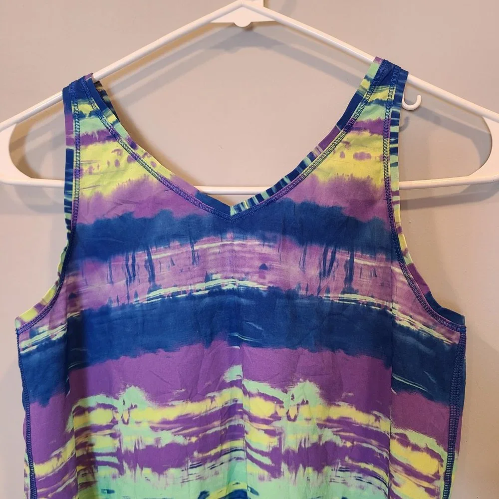 Ivivva Lululemon Tank Top Girls 10 Purple Green Tie Dye - Picture 2 of 8